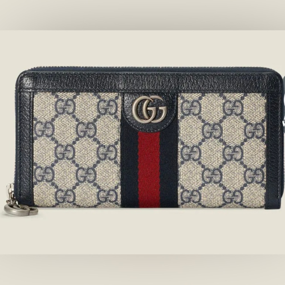 New Gucci blue wraparound zipper wallet